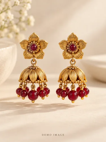 AI-generated demo image of floral earrings; not real merchandise