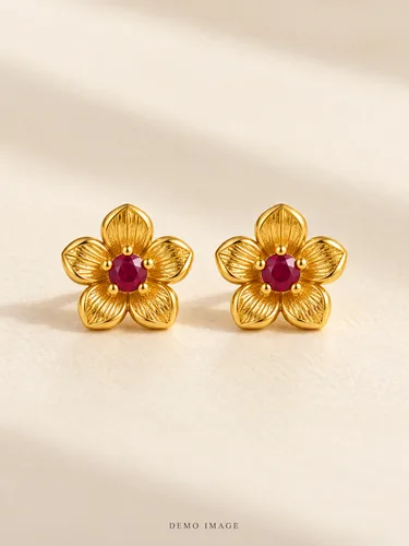 AI-generated demo image of Petal Stud Earrings; fictional gold-plated jewellery