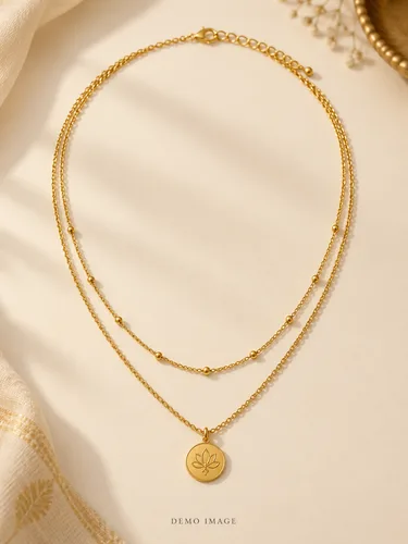 AI-generated demo image of Layered Chain Necklace; fictional gold-plated jewellery